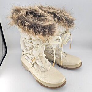 Lands’ End Waterproof Winter Boots – Women’s 6.5 – Faux Fur Trim – Cozy & Durabl